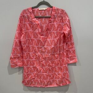 Stylish Pink and Coral Geometric Women's Tunic